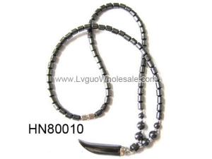 Horn Shape Hematite Beads Strands Necklace 18inch